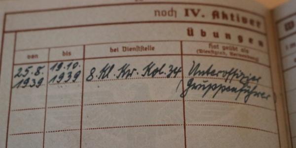 Military record and work book of a soldier